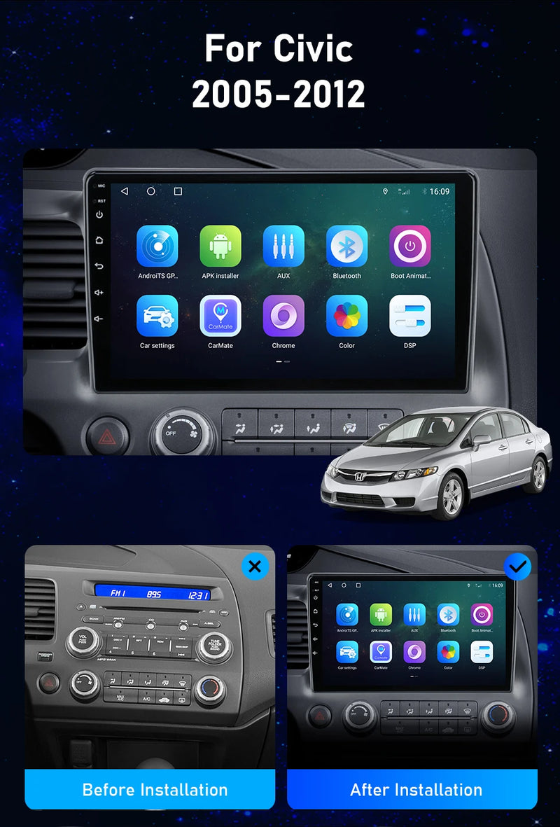 Central Multimídia Universal (2 DIN) - 7´ E 9´ Polegadas (Carplay e Android Auto sem fio)