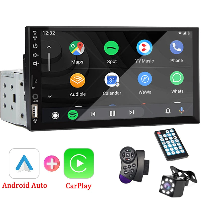 Multimídia 7 Polegadas (1 DIN)  Universal para Carro (Android Auto e Carplay)